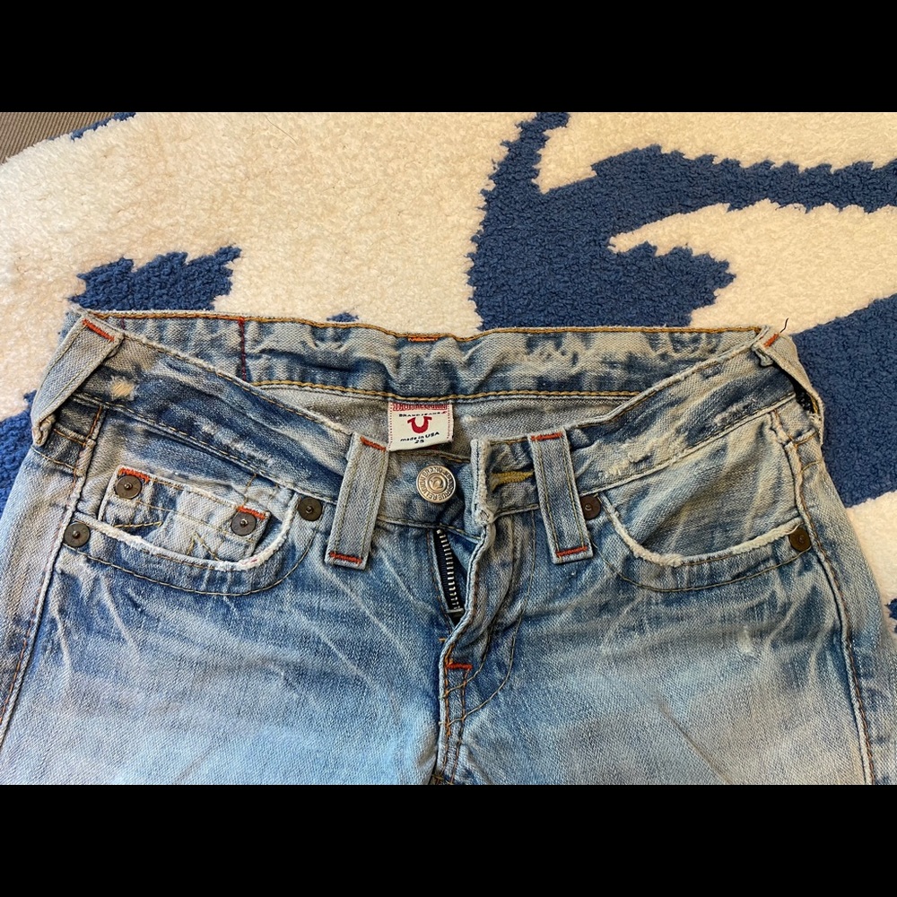 Vtg True Religion Johnny Light Denim Distressed 25 - Picture 2 of 4